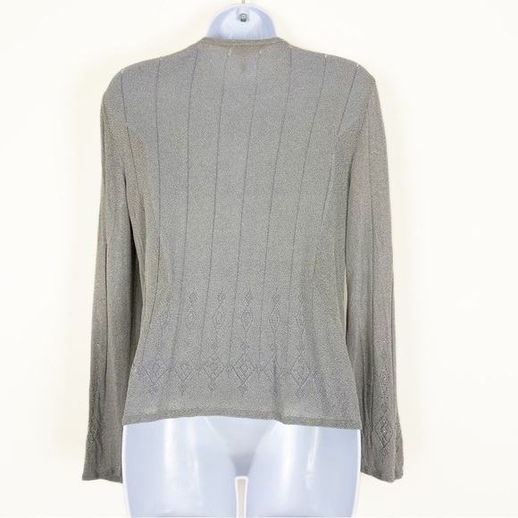 ESCADA Grey Lightweight Embellished Cardigan Sweater Button Front Size 38 - Picture 4 of 7